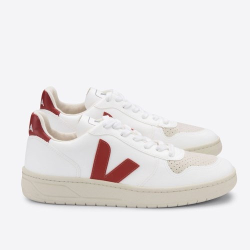 Veja V-10 CWL Mens Trainers White/Red UK 79479